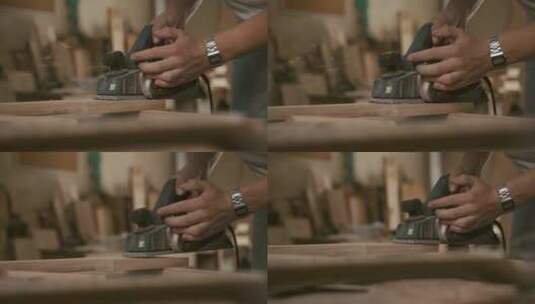 人磨木头做吉他高清在线视频素材下载