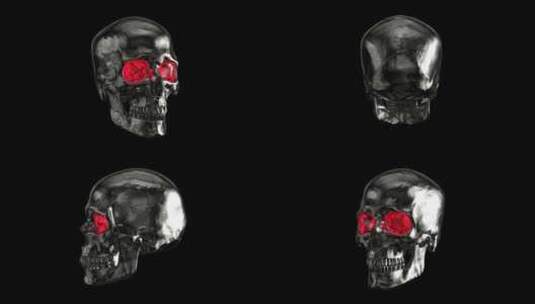 金属人头骨与红眼睛循环动画高清在线视频素材下载