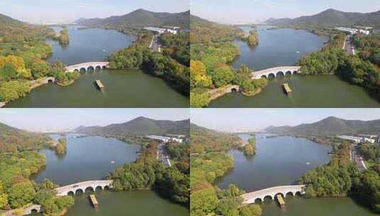 杭州湘湖景区风景航拍高清在线视频素材下载