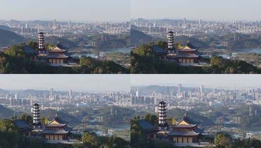 杭州湘湖先照寺希区柯克航拍高清在线视频素材下载