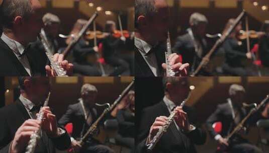 管弦乐中的管弦乐器音乐家演奏古典或新古典高清在线视频素材下载