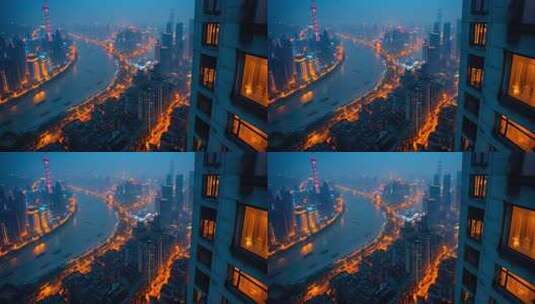 上海外滩夜景俯瞰高清在线视频素材下载