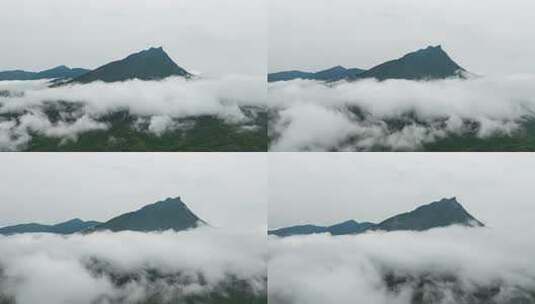 海南五指山市五指山雨后航拍雨雾美景高清在线视频素材下载