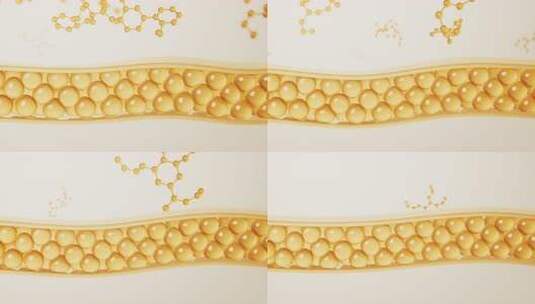 透明生物皮肤细胞与护肤品分子三维渲染高清在线视频素材下载