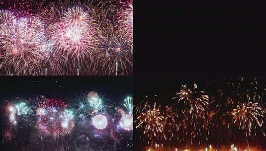 夜空繁星闪烁烟花 景象高清在线视频素材下载