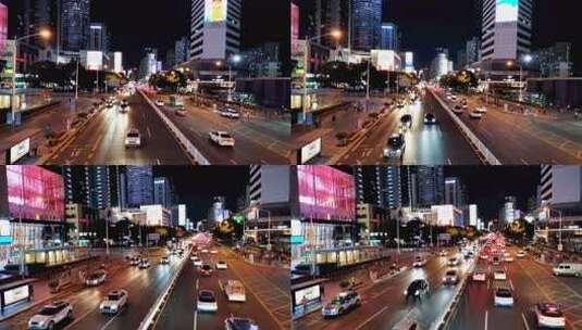 深圳夜景城市公路交通车流延时高清在线视频素材下载