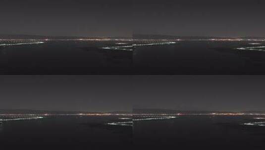 夜晚城市河流夜景俯瞰高清在线视频素材下载