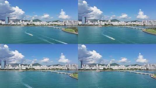 航拍海南三亚湾高清在线视频素材下载