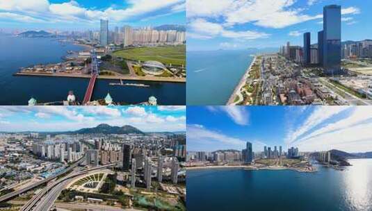 大连城市延时航拍高清在线视频素材下载