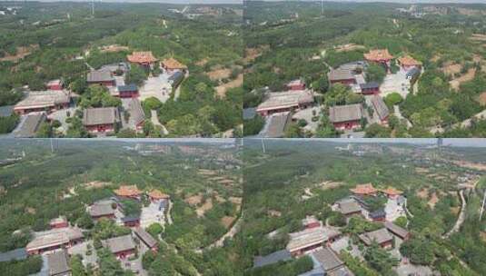 航拍洛阳龙门十寺之一的广化寺高清在线视频素材下载