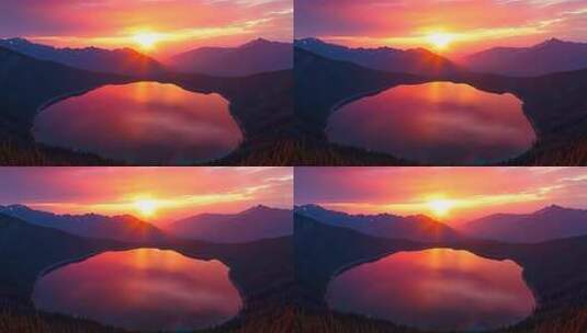 长白山天池夕阳彩霞4K高清在线视频素材下载