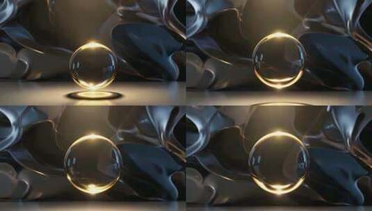 金色光效透明球体特效画面高清在线视频素材下载