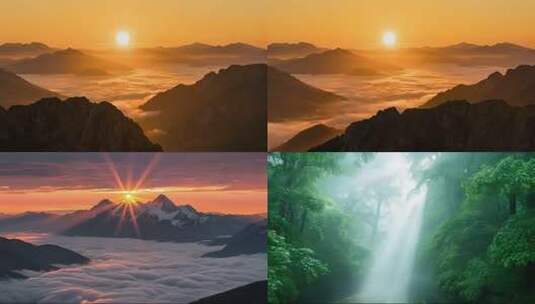 壮丽山河日出云海合集高清在线视频素材下载