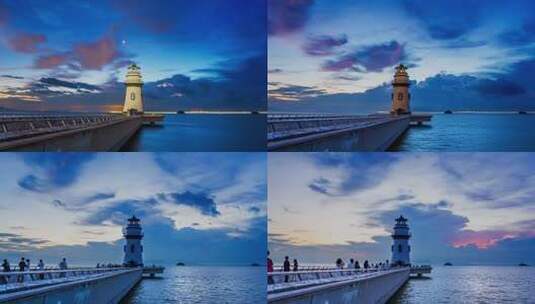 海边爱情灯塔的闪电高清在线视频素材下载