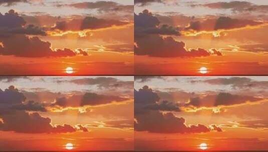 日出日落朝霞晚霞黄昏夕阳金色阳光穿透云层高清在线视频素材下载