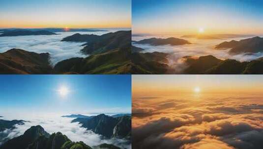 云海日出壮丽山河云雾缭绕山峰奇观云层日落高清在线视频素材下载