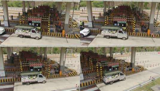 货车通过收费站场景高清在线视频素材下载