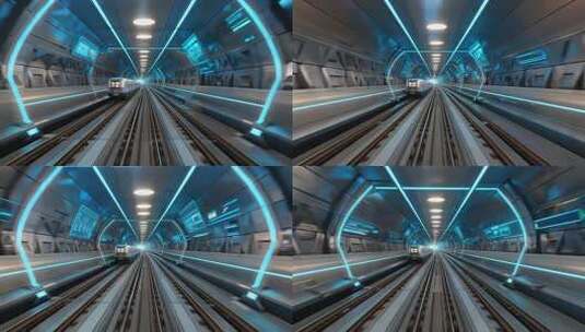 地铁隧道内火车穿梭画面高清在线视频素材下载
