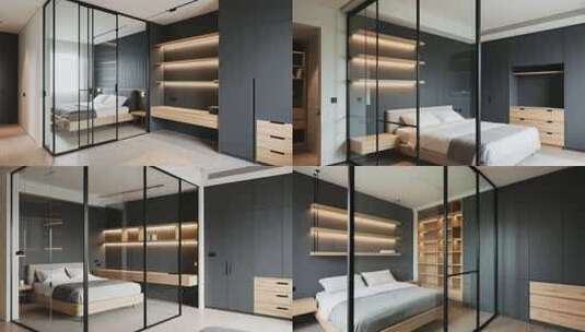 现代简约风格卧室室内场景高清在线视频素材下载