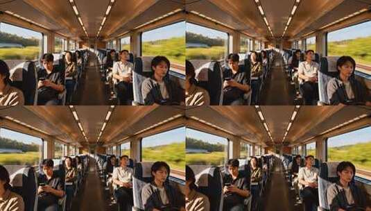 火车车厢内乘客乘坐场景高清在线视频素材下载