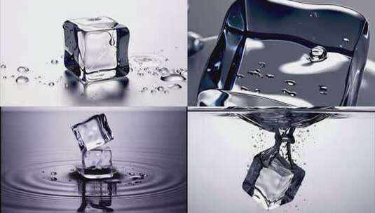 透明冰块水滴慢镜头高清在线视频素材下载