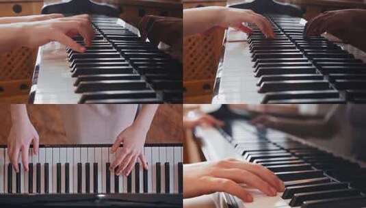 双手弹奏钢琴近景高清在线视频素材下载