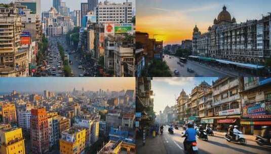 孟买城市建筑景观高清在线视频素材下载
