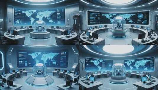 科幻风格网络科技控制室场景高清在线视频素材下载