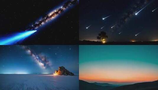 星空流星星轨夜空银河高清在线视频素材下载