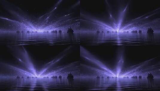 星光璀璨的海面船队未来感十足高清在线视频素材下载