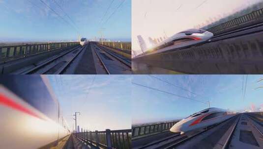 高铁穿梭城市延时中国高铁城市交通高清在线视频素材下载