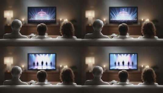 温馨家庭客厅沙发观看电视节目高清在线视频素材下载