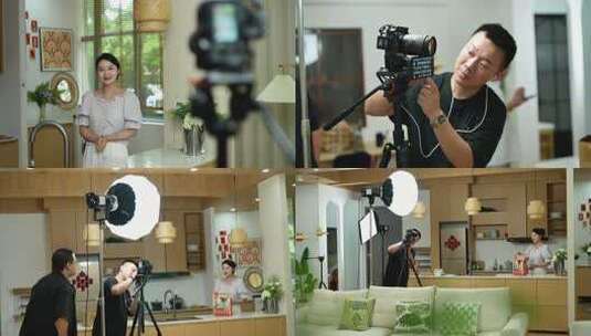 短视频拍摄现场演员口播背稿子高清在线视频素材下载