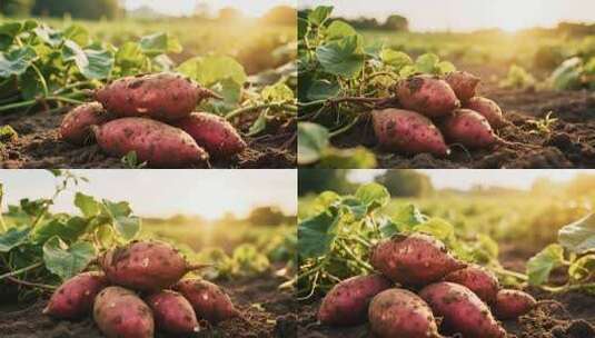 田地里的红薯特写高清在线视频素材下载