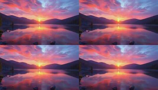 长白山天池夕阳彩霞4K高清在线视频素材下载