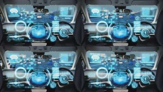 车内智能驾驶科技界面展示高清在线视频素材下载