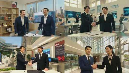办公室内两位商人交流场景高清在线视频素材下载