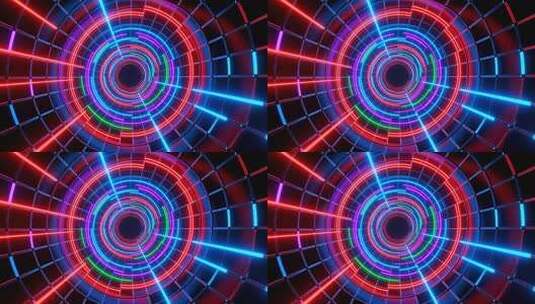 红蓝科技感网格时光隧道循环穿梭4K高清在线视频素材下载