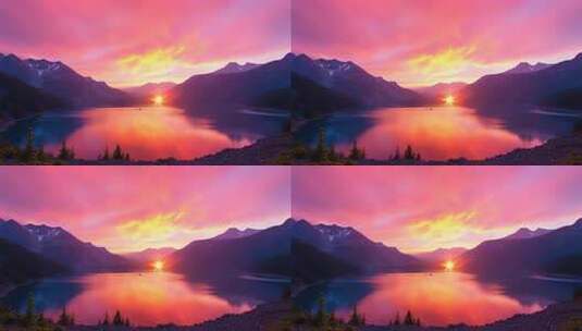 长白山天池夕阳彩霞4K高清在线视频素材下载