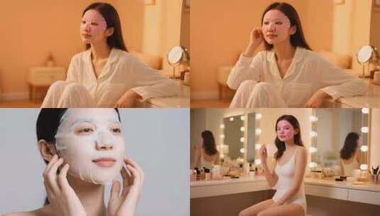 女性居家敷面膜素材高清在线视频素材下载