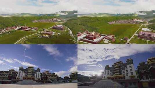 佐钦大圆满寺（竹庆寺）5 高原建筑景观高清在线视频素材下载