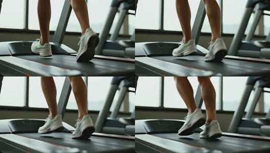 健身房跑步机运动健康生活视频高清在线视频素材下载
