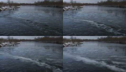 冬季河流自然风光景象高清在线视频素材下载
