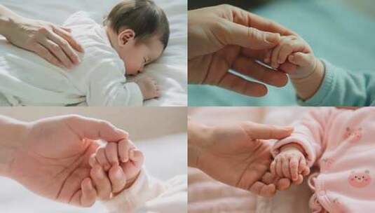 妈妈与宝宝小手小脚互动的温馨瞬间高清在线视频素材下载