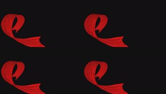 黑色背景飘动的红色绸带高清在线视频素材下载