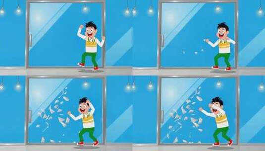 卡通男孩欢呼动画素材高清在线视频素材下载