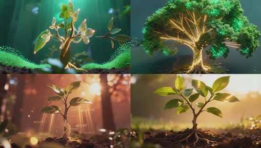 树苗逐渐生长成参天大树高清在线视频素材下载