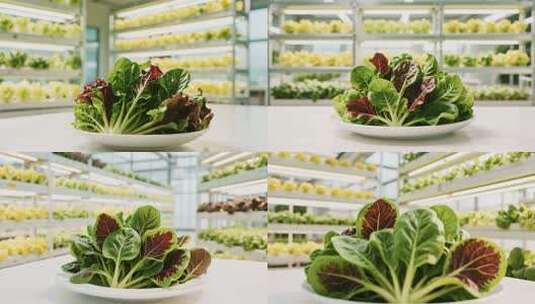 温室大棚水培蔬菜特写高清在线视频素材下载