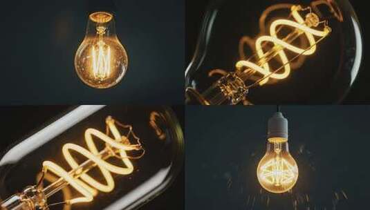 钨丝灯开灯闪烁灯光高清在线视频素材下载