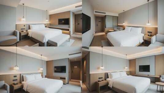 现代酒店卧室室内场景高清在线视频素材下载